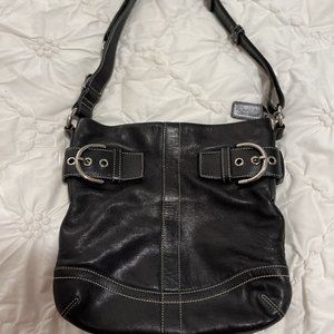 Authentic Coach Soho Slim Duffle Convertible Black Leather Shoulder Bag